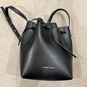 Authentic black leather Mansur Gavriel Mini Bucket Bag